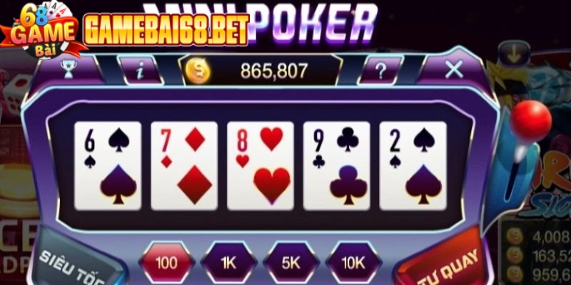 Mini poker 68 game bài kết hợp thử thách và may mắn