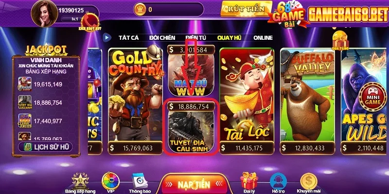 Tựa game slot tuyệt địa cầu sinh 68 game bài hot 2024